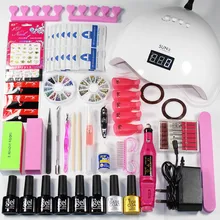 36 Вт/48 Вт УФ светодиодный светильник, 6 цветов, впитывающий лак, гель, верхнее покрытие, гель, маникюрный набор для полировки ногтей, набор электрических ручек для маникюра