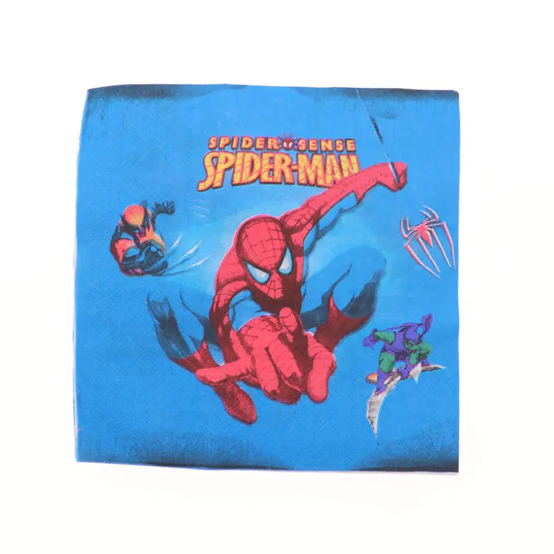 

Cartoon Spiderman Napkins 20pcs Disposable Tableware birthday Wedding Christmas kids Wedding Baby Decoration supplies