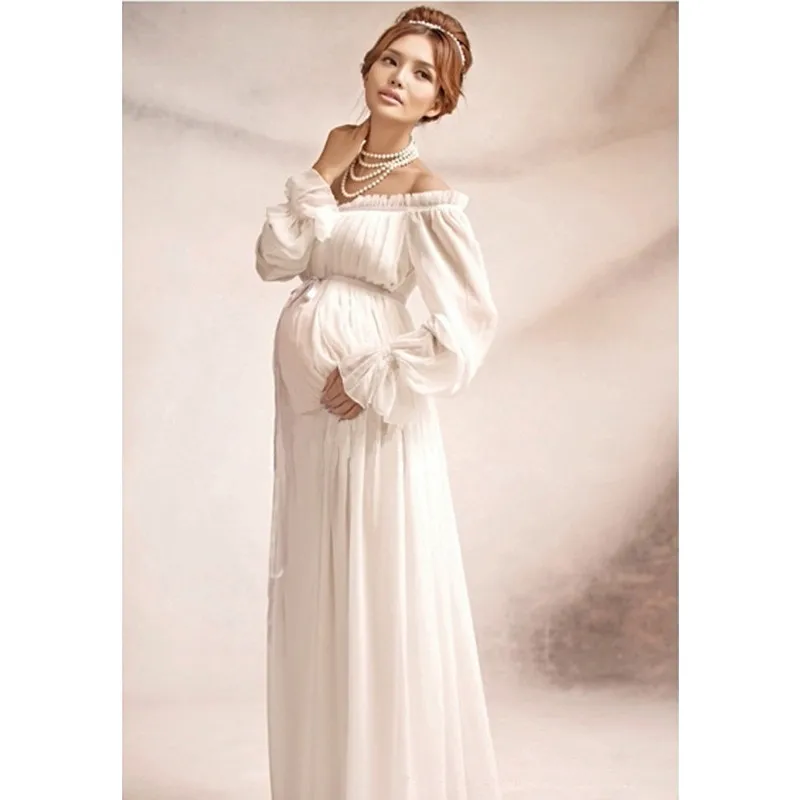 Pregnancy Long Dress White Cute Maternity Photography Props