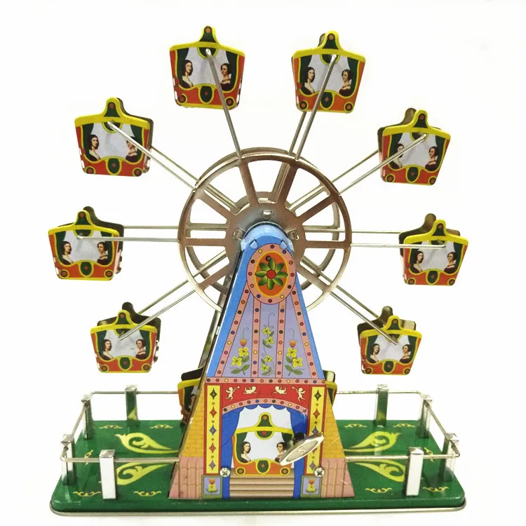 

[Best] Adult Collection Retro Wind up toy Metal Tin The Music ferris wheel Mechanical toy Clockwork toy figures model kids gift