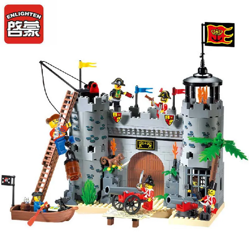 

ENLIGHTEN 310 Pirate Boat Pirate Castle Robbery Barracks Figure Blocks Christmas Gift Construction Building Toys For Children