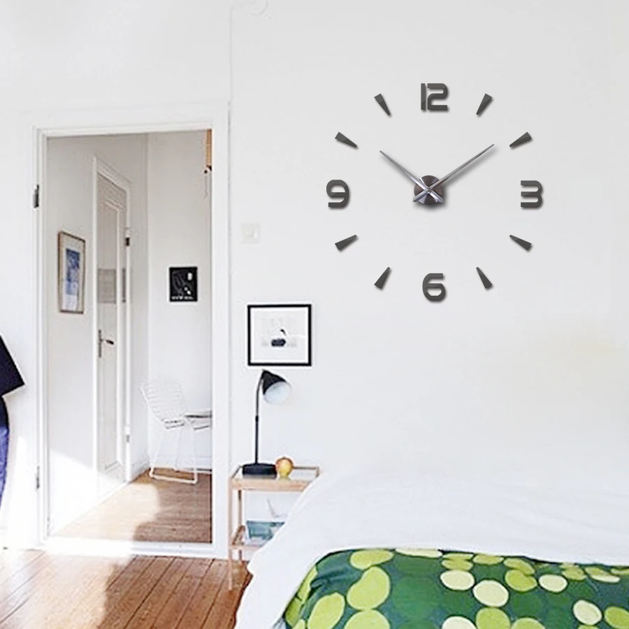 Fashion new Diy acrylic mirror wall clock big quartz watch still life clocks living room home decoration 3d stickers Europe
