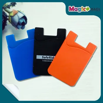 

Free Shipping custom logo 1color silicone phone wallet Credit Card Holder Wallet With Sticker Business Smart ID Card Holder Case