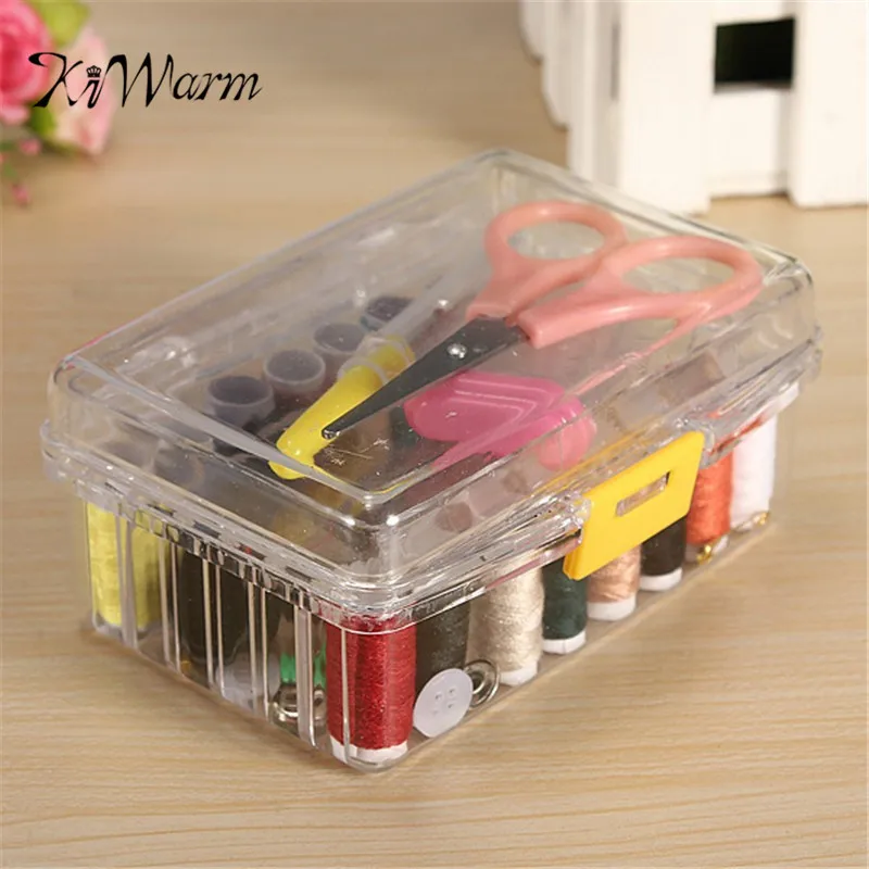 

KiWarm Portable Sewing Tool Pack Kit Thread Threader Needle Tape Measure Scissor Thimble with Storage Box Sewing Tool Accessory