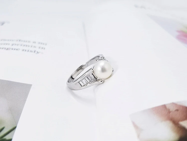 [MeiBaPJ] дизайнерское кольцо из циркония, натуральный пресноводный жемчуг, ювелирные изделия из стерлингового серебра 925 пробы, регулируемое кольцо для женщин