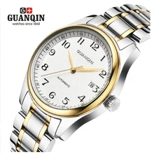 Famosa marca guanqin hombres reloj mecánico de moda de lujo relojes de los hombres relojes de pulsera relogio masculino reloj de acero a prueba de agua