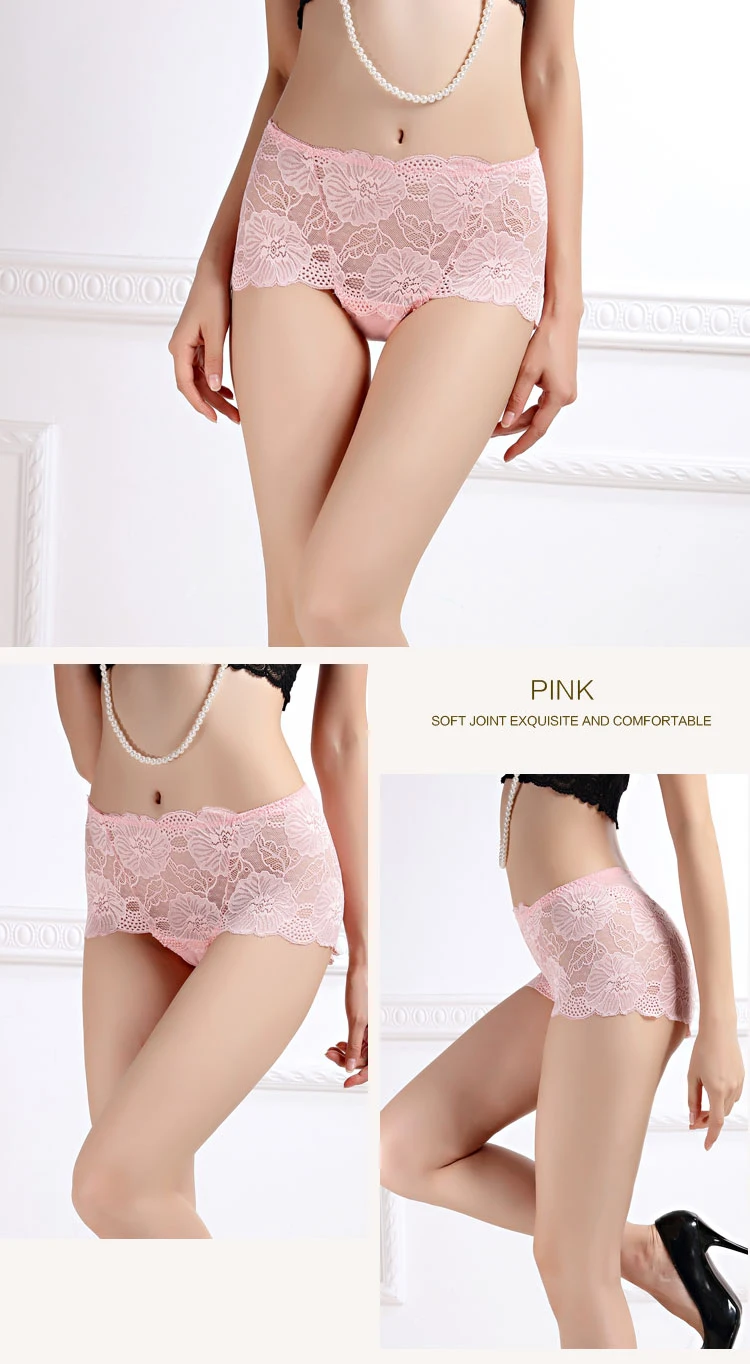 Summer Trendy Seamless Briefs Transparent Underwear Women Sexy Soft Lace Lingerie Women's Panties 08