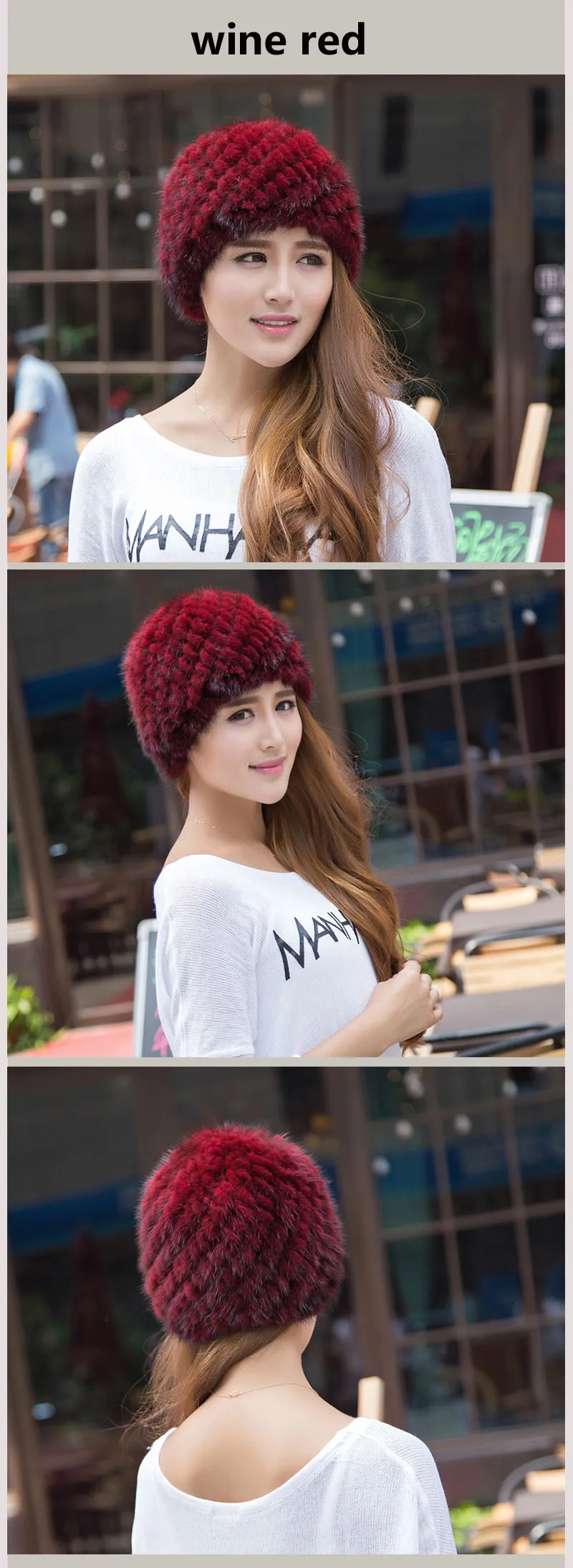 mink hat wine red colors