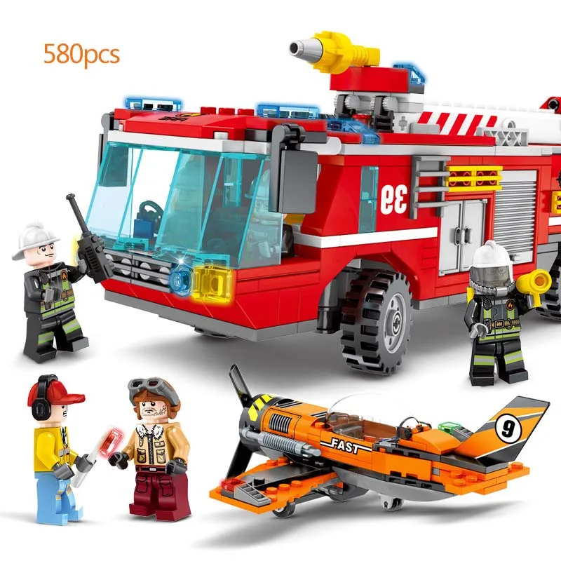 City Series Fire series fire Airport fire rescue Building Blocks Toy for Children Christmas gifts compatible legoings City