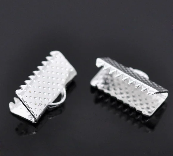 

8SEASONS 100 silver-color Textured End Caps Crimp Beads 13x8mm (B14704)