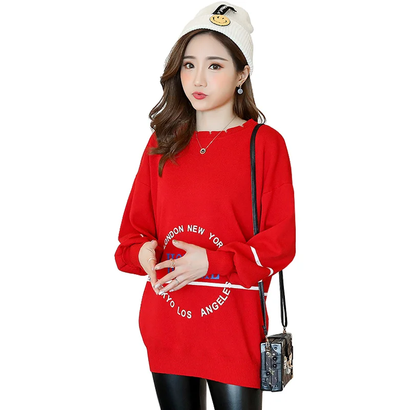 

2019 Spring Fashion Printed Knitted Maternity Nurisng Shirts Causal Breastfeeding Pregnnacy Tops for Pregnant thin Women Sweater