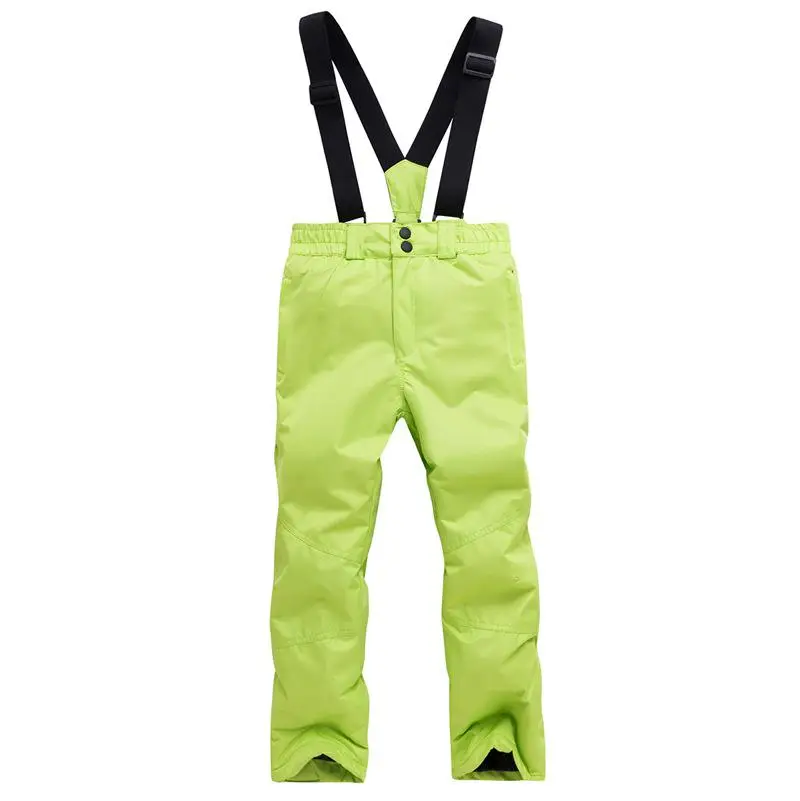 Детская Лыжная зимняя одежда для мальчиков и девочек, водонепроницаемая ветрозащитная уличная Лыжная одежда для сноуборда, теплые комбинезоны, штаны, брюки для подростков 14 16 - Цвет: Green