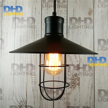 

Free ship Vintage antique light industrial pendant light fixture Rust iron lustre The cage lampshade lighting Retro Edison lamp