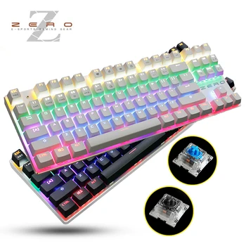 

ZERO Customizable Backlight Mechanical Gaming Keyboard 87Keys Black/Blue Switches LED Metal Wired USB Keyboard for Game