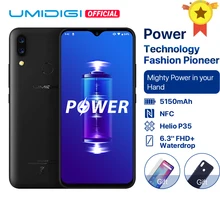 UMIDIGI Power Android 9,0 5150 мАч большая батарея 18 Вт 6,3 'FHD+ экран капли воды 4 Гб+ 64 Гб Helio P35 глобальная версия смартфона 16 МП