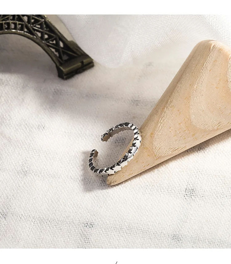 Bijoux модное Настоящее 925 пробы Серебряное кольцо со звездой для женщин Boho регулируемое S925 античное кольцо Anillos joyas de plata