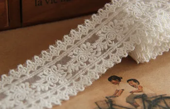 

4cm Width White Embroidered Lace Fabric Vintage lace fabric Guipure lace fabric