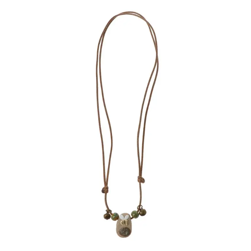 

Ethnic Handmade Natural Stone Wind Bee Charm Pendant Necklace Fashion Jewelry