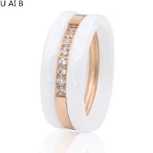 Beauty Of Spring Fashion Cubic Zirconia Stone Ring titanium Ceramic Rings For Women Female Big Wide Luxury Rings