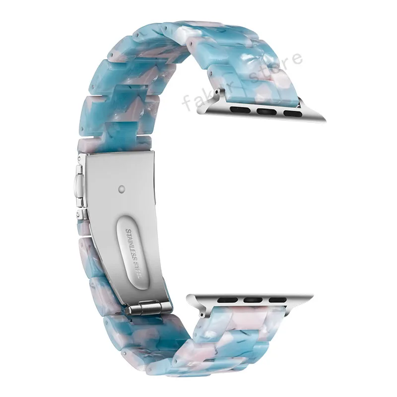 

Resin strap band for apple watch series 4/3/2/1 44 40 42mm 38mm iwatch bracelet wrist belt Watch accessories watchband Sky Blue