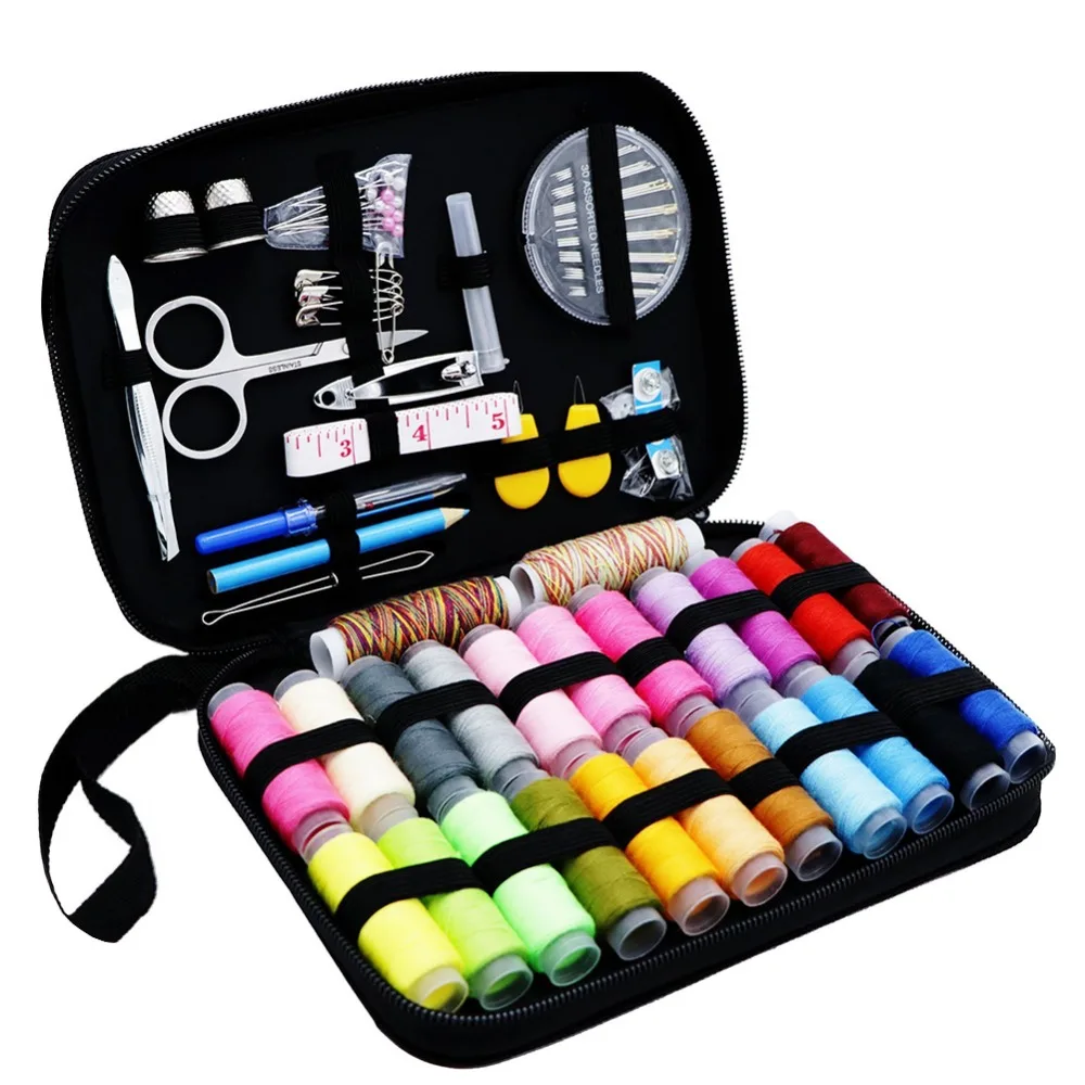 97 pcs/set DIY Sewing Box Multi-function Travel Kit Needle Thread Threader Tape Scissor Storage Bag Set | Дом и сад