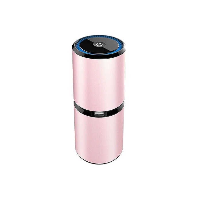 GIAHOL USB ультра тихий увлажнитель воздуха, мини портативный автомобильный очиститель воздуха, двойной usb-порт, ночной светильник, анион, освежитель воздуха, удаляющий воздуховод, дым - Цвет: Rose