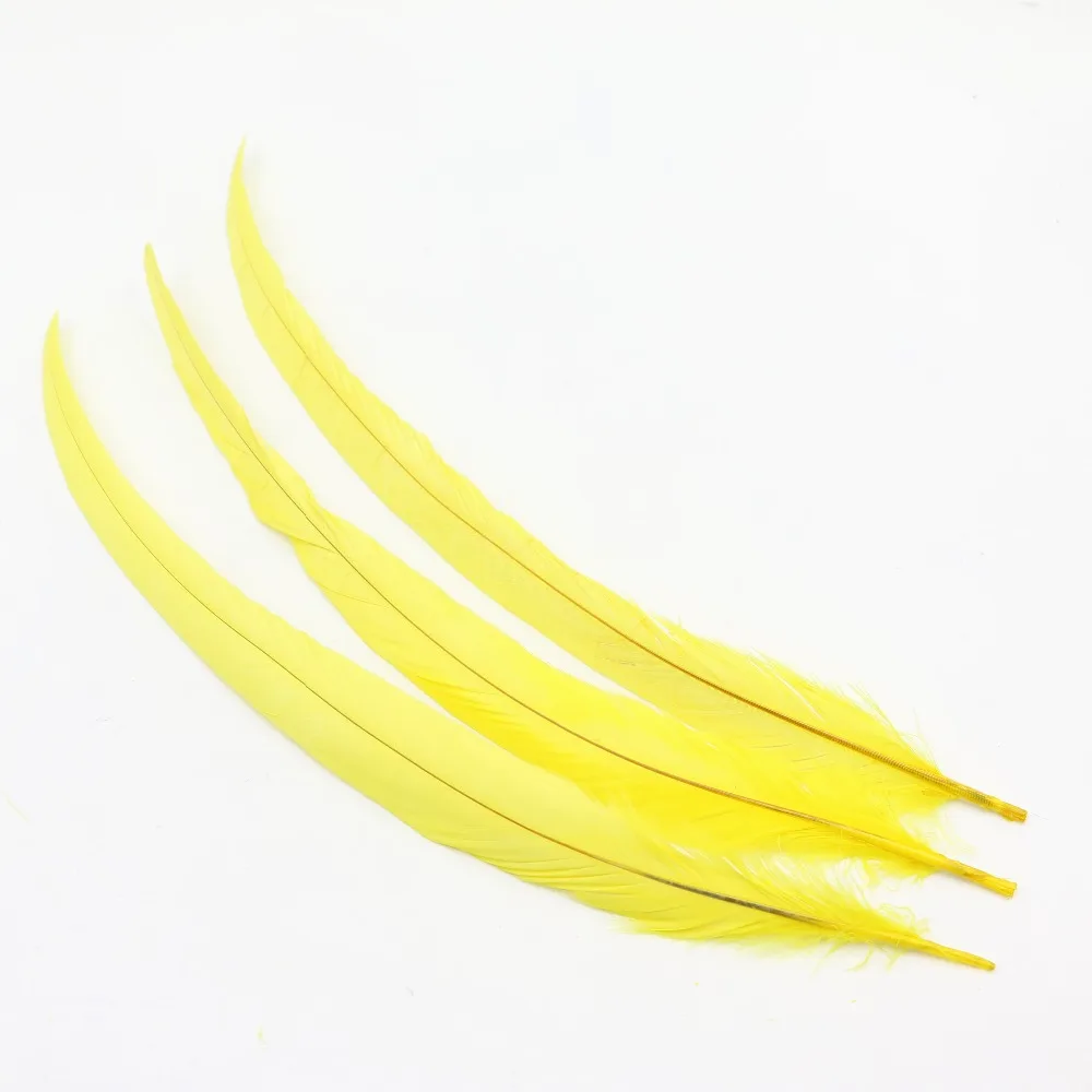 rooster tail feather 10pcs 100pcs nature chicken feathers yellow dyed