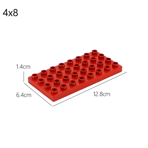 Двухсторонние опорные пластины для больших кирпичей, большой строительный блок из частиц, двухсторонняя материнская плата, совместимая с блоком Duplos для детей - Цвет: 4x8 red