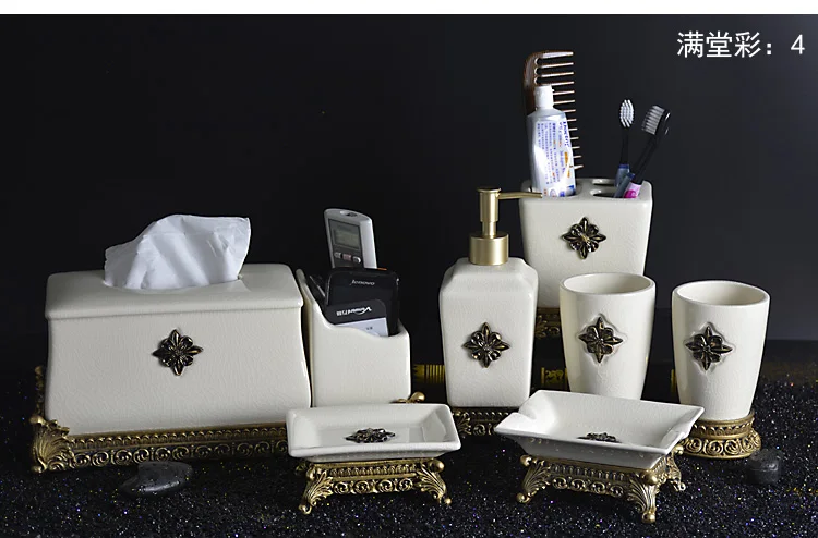 Минималистичный фарфоровый набор для ванной комнаты в европейском стиле из семи керамических чашек для зубной щетки
