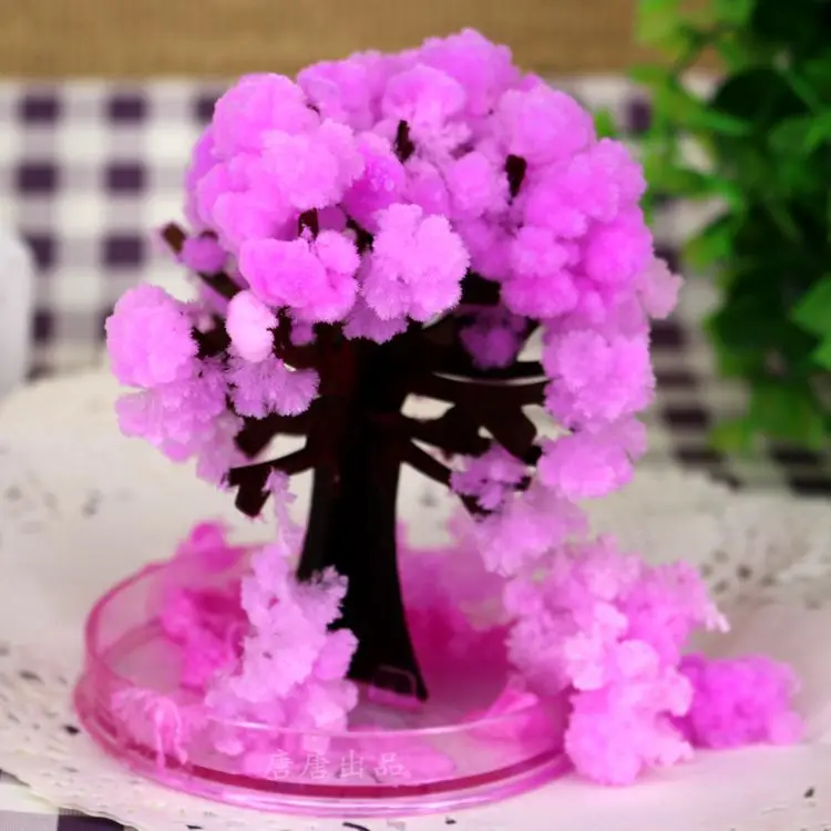 

2019 Japanese Artificial Magic Grow Sakura Paper Trees Magical Christmas Growing Tree Desktop Cherry Blossom Kids Toys 100PCS