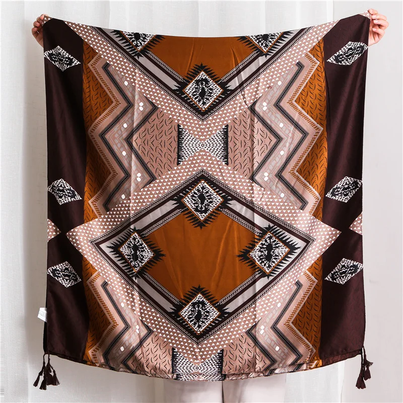 

2019 Women Geoemtry Pattern Cotton Tassel Scarf 10pcs/lot