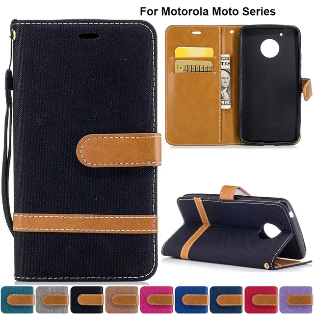 

B118 New Contrast Color Denim Stand Wallet Flip Cases For Samsung Galaxy J3 PRIME A5 2017 Capa For Motorola Moto G4 G5 Plus