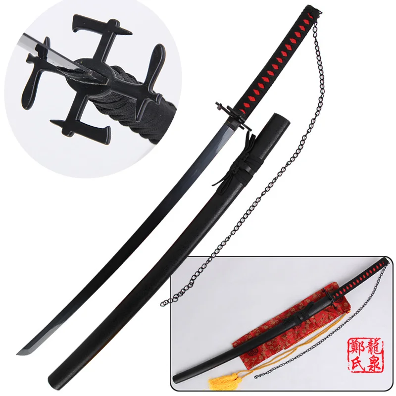 

Free Shipping Bleach Anime Sword Ichigo Carbon Steel Katana Replica Tensa Zangetsu Cosplay Props Decorative Supply