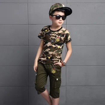 

Kids Boys Summer New Children's Leisure Sports Suits Short Sleeved Two Pieces Kids Clothing Sets Green