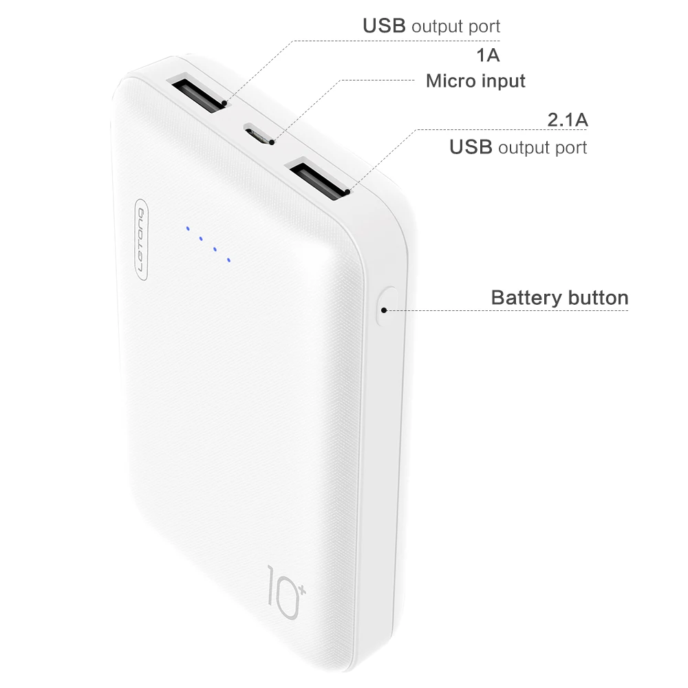 Letang mi ni 10000mAh портативное зарядное устройство для зарядки тонкий повербанк