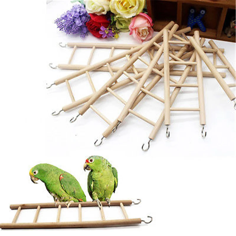 1pc Wooden Bird Toys Ladders Rocking Scratcher Perch Climbing Stairs Hamsters Bird Cage Parrot Pet Toys Supplies
