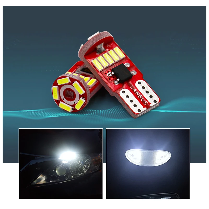 

2 PCS 12V LED W5W Canbus T10 Light Bulbs Car Parking Lights Clearance Lamp 194 White 4014 15 SMD Auto Door Trunk Dome LED Bulb
