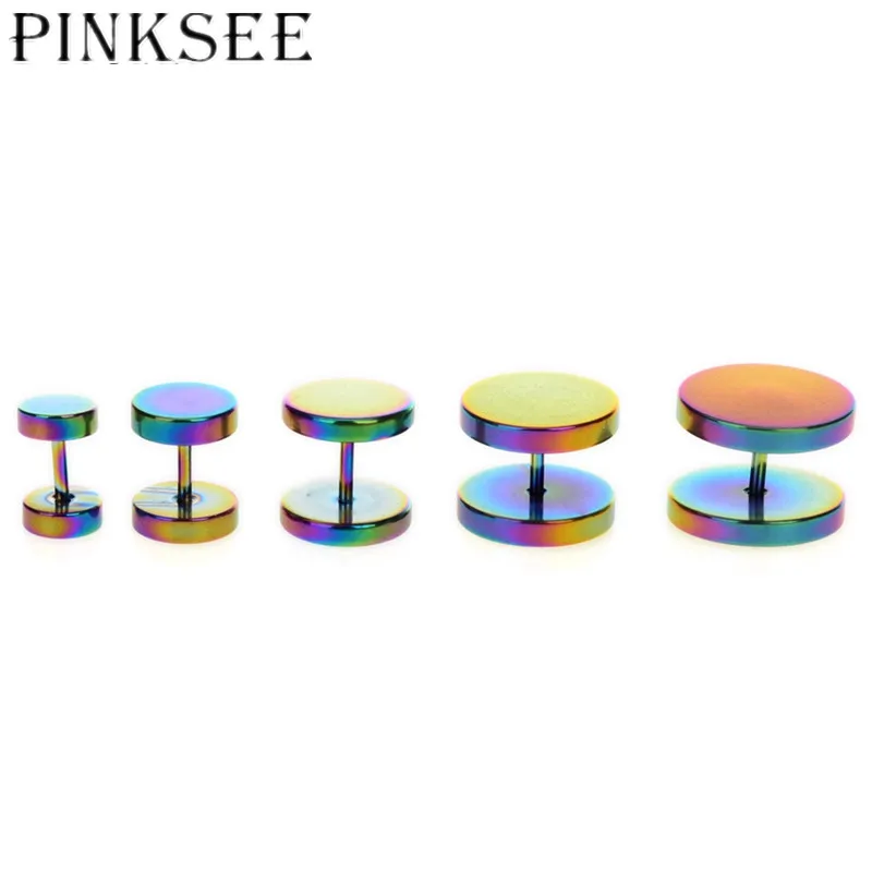 

PINKSEE 10pcs Colorful Illusion Fake Ear Plugs FAKE Flesh Tunnel Piercing Ear Expansion Earring to Screw Size 6 8 10 12 14 mm