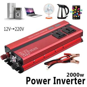 Inverter per auto professionale 2000W DC 12V a AC 220V alimentatore convertitore di tensione per auto caricatore USB doppio Display a LED Inversor