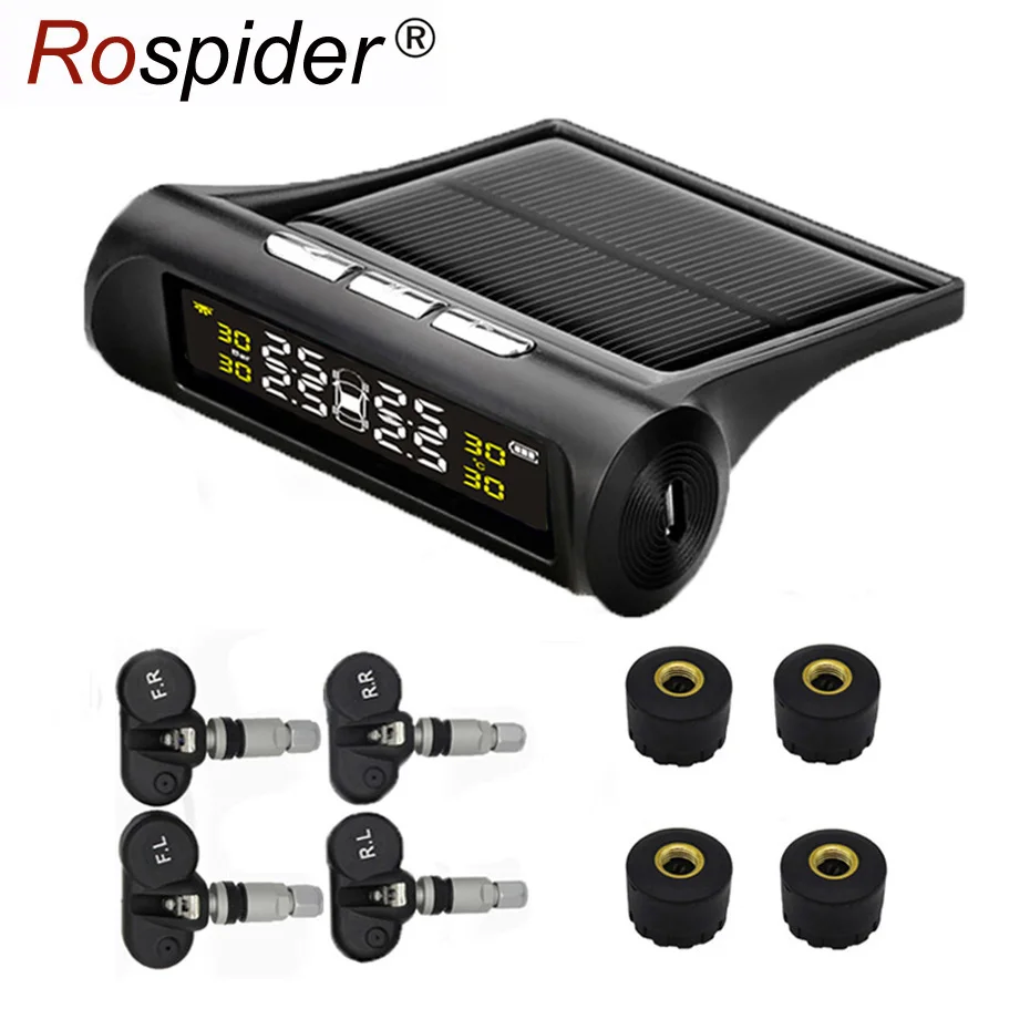 

Car Solar TPMS Rospider D01W D02W D02N Auto Tire Pressure Alarm Monitor System Sun 4 External Sensor Alert Temperature Warning