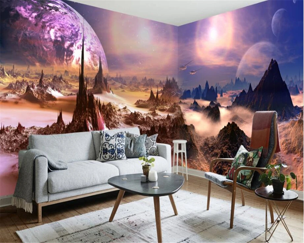 beibehang 3D personality aesthetic wall paper cosmic sky surface theme full house interior mural papel de parede 3d wallpaper