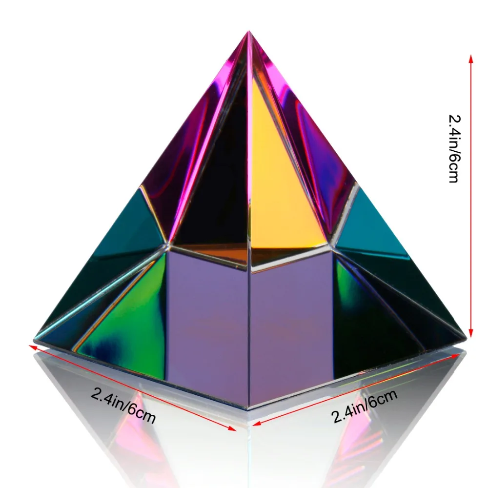 H& D Хрустальная Переливающаяся Пирамида радужных цветов Подарочная коробка, 2,4 дюйма