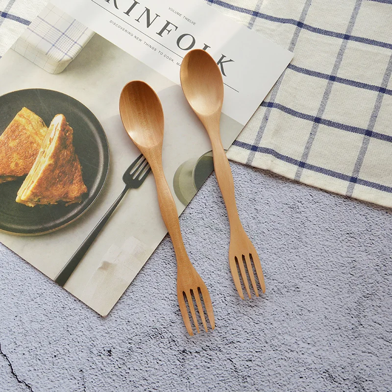 Простой стиль Бамбуковый Spork многоразовый Мультифункциональный деревянный