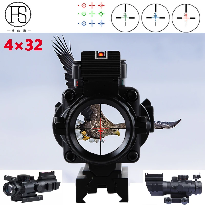 Тактический Оптический прицел 4x32 Sniper Сфера мини Красный Зеленая точка Airsoft взгляд Открытый Охота стрельба прицел