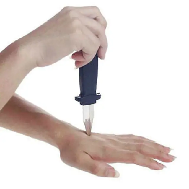 Trick Dagger Knife Retractable SLIDE IN Blade Fun Joke Prank Halloween Prop Fake walkie talkie kids Anyoutdoor 3