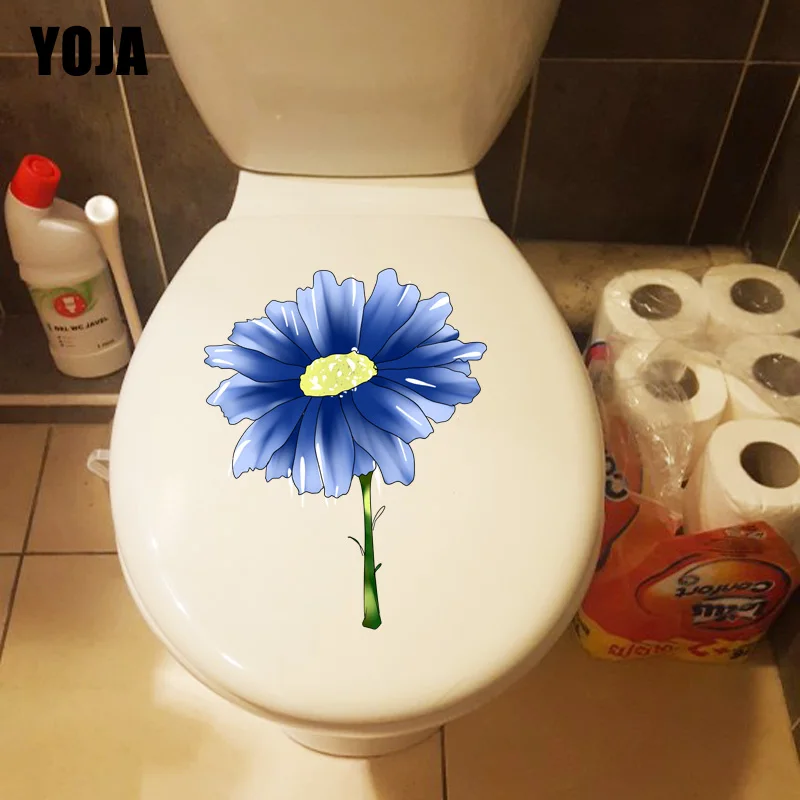YOJA 16.6*21.2CM Blue Daisy Cartoon Wall Stickers For Kids Rooms Fashion Toilet Seat T1-0511 | Дом и сад