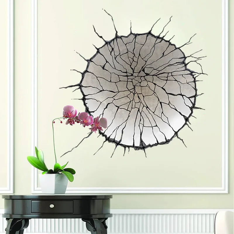 new design 3D Broken Wall Hole home decals wall sticker bedroom lovely
