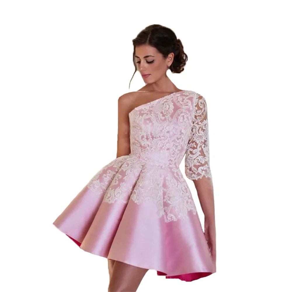 2019 Высокая Низкая платье с открытыми плечами Бальные платья короткий рукав свадебное платье для выпускного вечера коктейльные вечерние