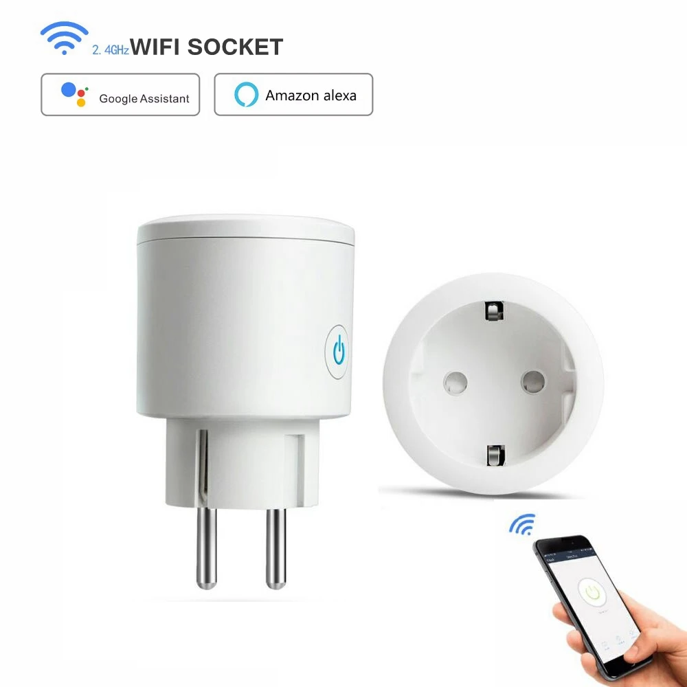 

EU Smart Wifi Plug Power Socket Wireless Remote Control Timer Outlet Wall Smart Socket Power Switch Works with Alexa/Google Home