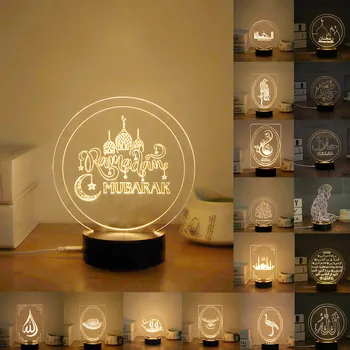 

Cute 2020 Muslim Ramadan 3d Night Light Table Desk Lamp Light Usb Bedroom Child Night Lamp Lamps Lampen Room Decor Светильник